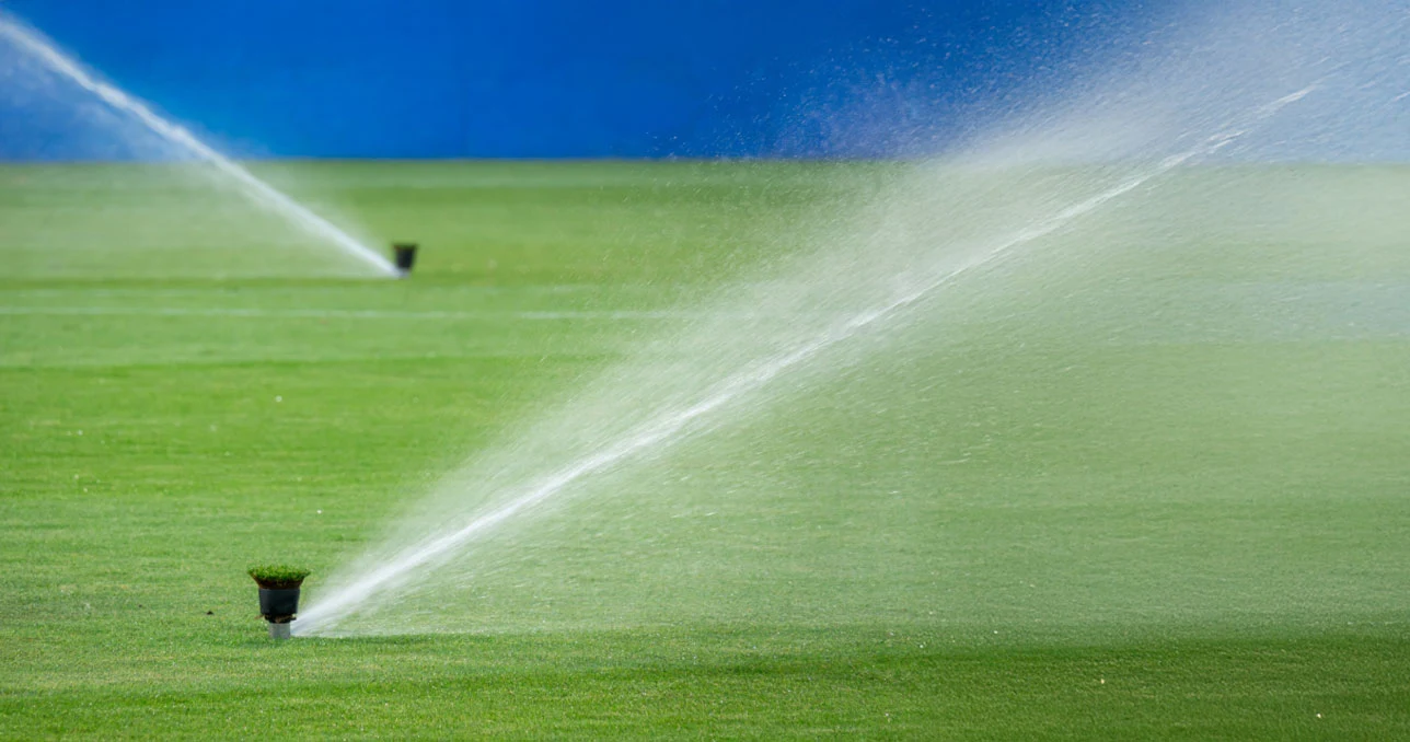 Professional athletics track and irrigated sports field